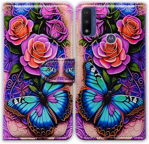 Miniatura 25 de Bcov Funda de piel con tapa para teléfono Motorola Moto G Pure/Power 2022 - Patrón de pájaro negro, ranura para tarjetas, bloqueo magnético, función