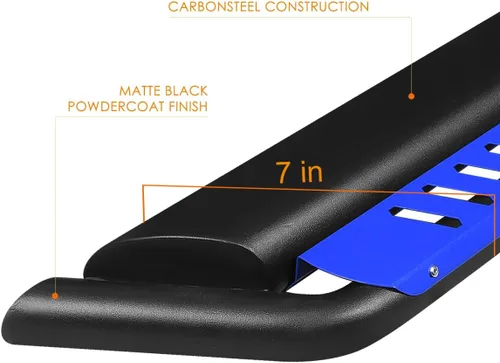 Miniatura 2 de PM PERFORMOTOR Estribo azul de 4 pulgadas de acero inoxidable con escalón lateral Nerf con peldaños caídos compatible con Jeep Wrangler JL Unlimited