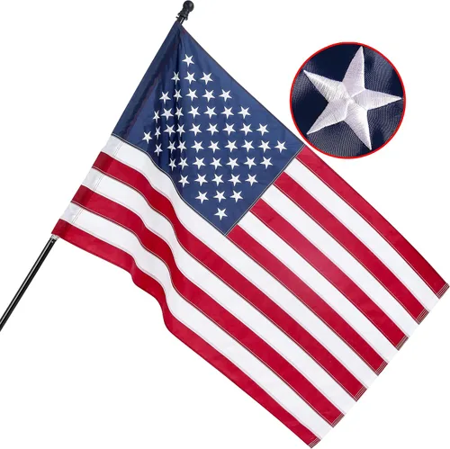 Miniatura 8 de Bandera estadounidense de 6 x 10 pies: bandera estadounidense de larga duración, nailon resistente, estrellas bordadas, rayas cosidas, ojales