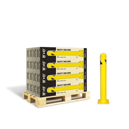Miniatura 14 de 8NET Paquete de 32 bolardos de seguridad de 24 pulgadas de alto x 4.5 pulgadas de profundidad, 12 Ga (0.106 in), base 8 x 8 pulgadas, con 4 pernos