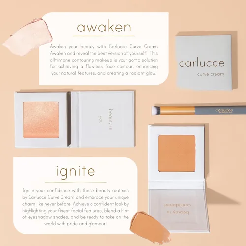 Miniatura 3 de Carlucce Curve Cream (Awaken) Crema multiusos 3 en 1 para resaltar, contornear y base de ojos, maquillaje y cuidado de la piel en uno, vegano