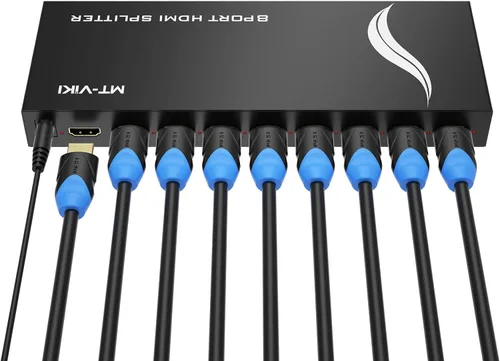 MT-VIKI Divisor HDMI 4K 1x8 1 en 8 salidas, divisor HDMI de 8 puertos con alimentación para múltiples salidas de monitor 3D 4Kx2K@30Hz para