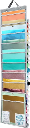 Miniatura 9 de Organizador colgante, almacenamiento de papel de 12 x 12 pulgadas, soporte de vinilo de bolsillo profundo, para cartulina, álbum de recortes, papel