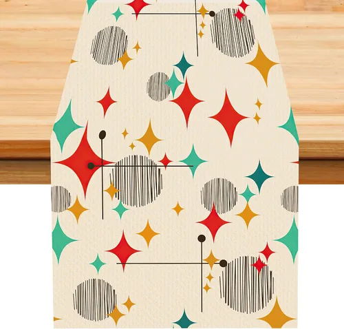 Miniatura 53 de Camino de mesa con estampado de piel de vaca, lino y algodón, rústico, estilo occidental, color negro, marrón, piel de vaca, para decoración