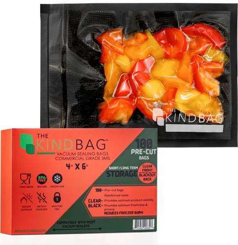 The Kind Bag Bolsas de sellado al vacío para alimentos; grado alimenticio, sin BPA y aptas para congelador; herméticas, sin olor y sin humedad;