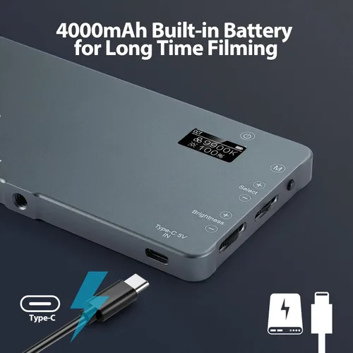 Miniatura 5 de ENEGON Luz de vídeo LED recargable de montaje bicolor de 4000mAh con mini panel para cámaras DSLR profesionales Iluminación para foto y video