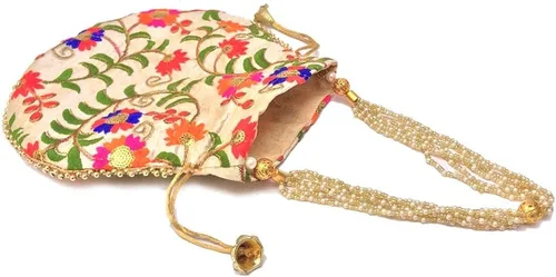 Miniatura 7 de Bolso de mano con diseño étnico indio bordado de seda para mujer, diseño de perlas Batwa