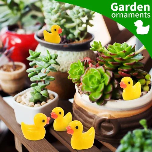 Miniatura 4 de 200 piezas de mini patos de resina amarillos pequeños patitos para proyectos escolares, personajes en miniatura, jardín de hadas, paisaje, acuario