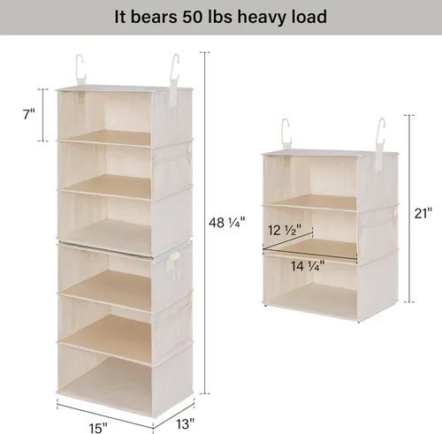 Miniatura 3 de StorageWorks Organizador de armario jumbo de 6 estantes, dos estantes colgantes separables de 3 estantes para armario, 13 pulgadas de profundidad x