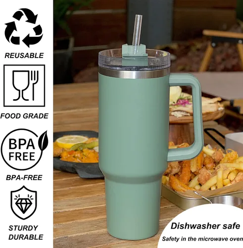 Miniatura 4 de Pajita de Repuesto Compatible con Vasos Stanley de 40 oz, 4 Piezas Pajitas Reutilizables con Cepillo de Limpieza, Pajita Larga de Vidrio para Rosa