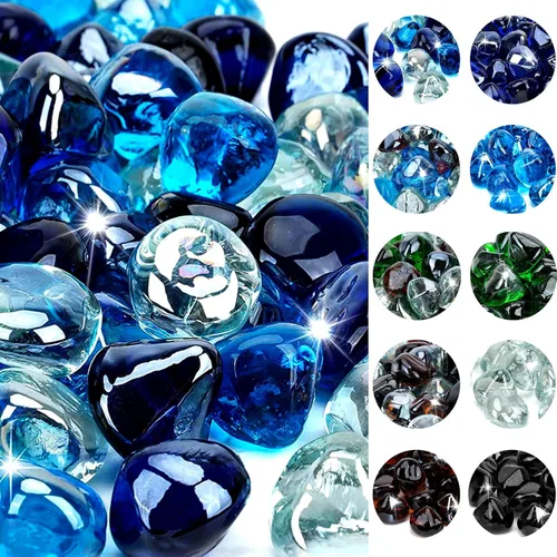 onlyfire Diamantes de vidrio de fuego de 10 libras para hoguera de propano, piedras de vidrio mezclado de 1 pulgada para chimenea de gas y mesa de