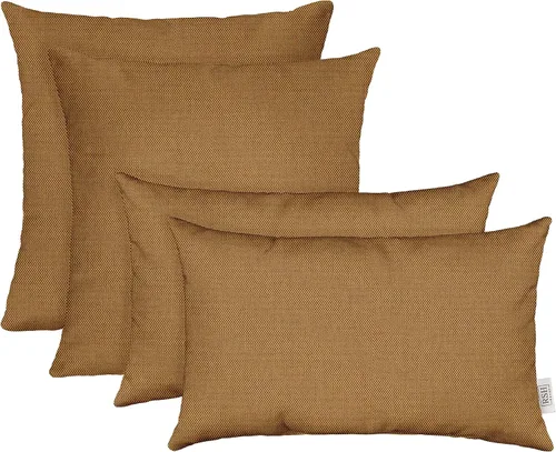 Miniatura 17 de RSH DECOR: Sunbrella Juego de 4 almohadas lumbares y cuadradas 20 x 12 pulgadas y 17 x 17 pulgadas Tela resistente al agua y a la decoloración