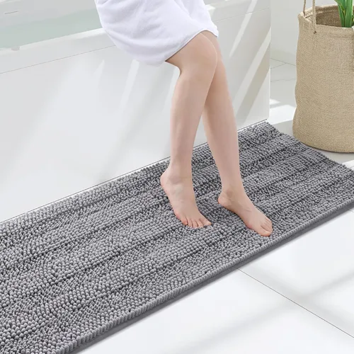 Miniatura 187 de Grandaily Alfombras de baño de felpilla a rayas de 24 x 16 pulgadas, extra gruesas y suaves, absorbentes, parte trasera de goma, alfombra de ducha