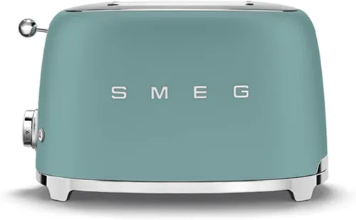 SMEG Tostadora de 2 rebanadas con 6 ajustes preestablecidos y función de descongelación y bandeja de migas extraíble (Jade)