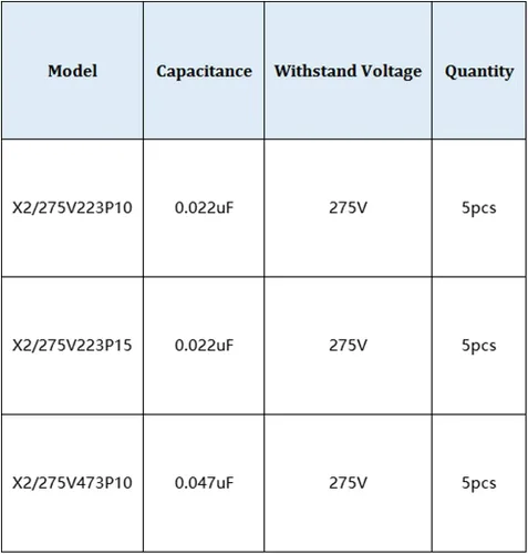 Miniatura 3 de uxcell Kit surtido de condensadores de seguridad de polipropileno DIP 275VAC X2 MKP 4 Modelo - 0.022uF 0.047uF 0.394 in 0.591 in Paso de pasador 20