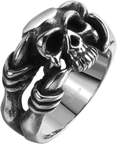 Anillo de acero inoxidable para hombre, diseño de garra de dragón, estilo vintage, estilo gótico, punk, color plateado y negro