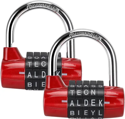 Miniatura 8 de Candado de bloqueo para gimnasio, 5 letras de aleación resistente, candado de seguridad resistente, fácil de configurar tu propio combo reiniciable