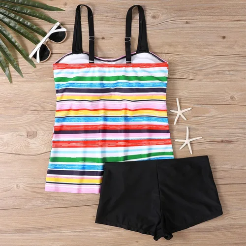 Miniatura 4 de Traje de baño tankini de corte ajustado con estampado hawaiano para mujer, traje de baño de talla grande