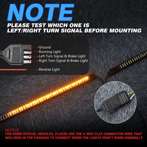 Miniatura 4 de MICTUNING Barra de Luz Triple para Portón Trasero Impermeable Plug-and-Play Marco de Aluminio con Conector Plano de 4 Vías - Señal de Giro