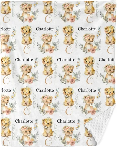 Miniatura 32 de Mantas de bebé personalizadas para niños, manta de felpa suave de doble capa con respaldo de puntos, manta personalizada de oso minky, manta de bebé