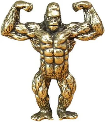 Wwxuanke - 1 pieza de decoración de gorila muscular de cobre macizo, figura en miniatura de culturista de latón, decoración de escritorio, regalo de