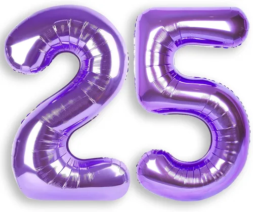Miniatura 15 de Globo de número 0 de 40 pulgadas de RainbowQ Party, grande, color púrpura, para niños o niñas, números del 0 al 9, de papel de aluminio y Mylar