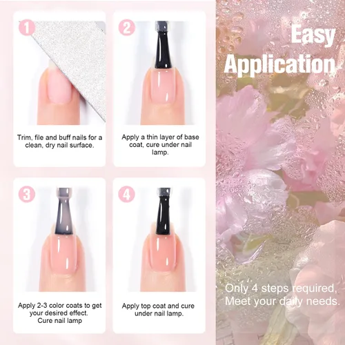 Miniatura 9 de SHOYUM Jelly Nude Juego de Esmaltes de Uñas de Gel, 10 Piezas Kit de Esmalte en Gel Transparente Blanco Lechoso Rosa UV LED Colores Barniz Arte