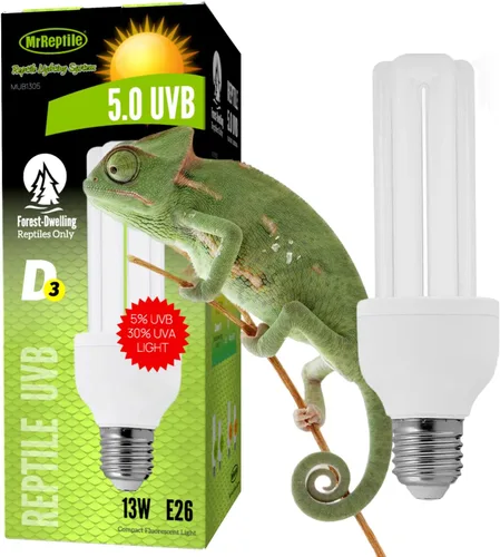 MRREPTILE Luz de reptil UVB, 13 W 5.0 UVB para reptiles, luz de reptiles UVA UVB, lámpara UVB para reptiles tropicales, serpiente camaleón, lagarto