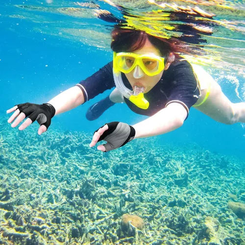 Miniatura 4 de FitsT4 Sports Guantes de medio dedo con palma acolchada para buceo, vela, moto acuática, paddle surf, kayak y esquí acuático, adecuado para hombres