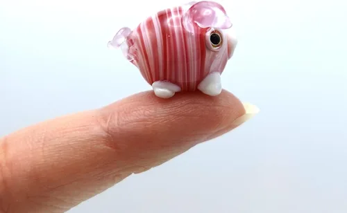 Miniatura 11 de Figurita de Cerdo en Miniatura de Cristal – Figura de Animal de Cristal Soplado Hecha a Mano – Linda Escultura de Cerdo Coleccionable – Decoración