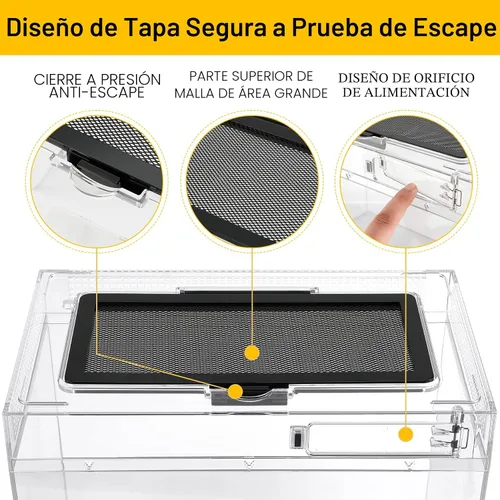 Miniatura 5 de HELIME Kit de terrario de policarbonato para reptiles, 7 piezas, hábitat para tarántula, lagartos, ranas, geckos o cangrejos ermitaños, tanque
