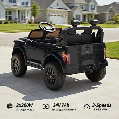Miniatura 4 de Hikiddo - Coche de policía eléctrico de 24V y 10Ah para niños mayores, vehículo de paseo de 4 plazas con control remoto, SUV de 4 ruedas motrices