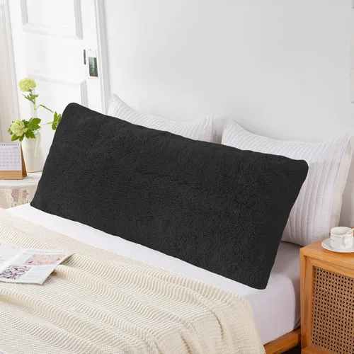 Miniatura 11 de Funda de almohada de cuerpo lanudo y esponjosa con cremallera, funda de almohada de felpa de piel sintética de 21 x 54 pulgadas, funda de almohada