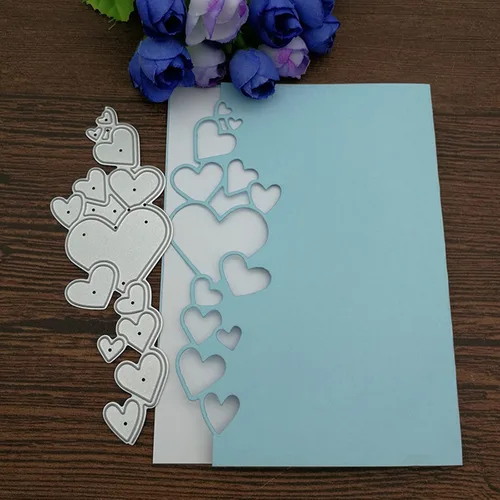 Miniatura 2 de Troqueles de metal con borde de corazón, marco de borde de encaje de corazones, plantillas de corte de boda para manualidades, álbumes de recortes