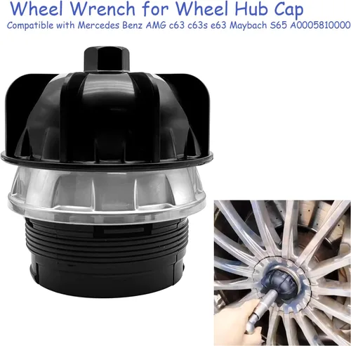 Miniatura 2 de ZKTOOL Llave de rueda para tapa de cubo de rueda compatible con Mercedes-Benz W205 AMG e63 c63 c63s Maybach S65, 2015-2019, llave de extracción