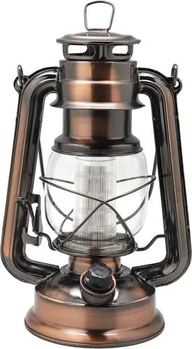 YAKii Linterna LED vintage colgante de metal Hurricane 12 LED regulador de intensidad con interruptor blanco frío, funciona con baterías, corte de