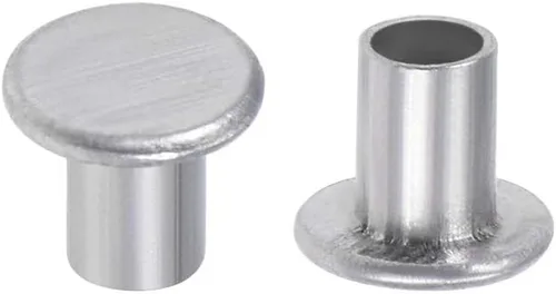 uxcell 200 remaches semi-tubulares de cabeza plana de aluminio de 0.118 in x 0.157 in, tono plateado
