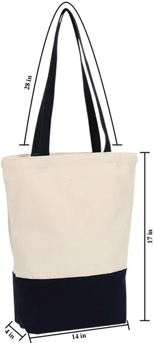 Miniatura 2 de Azuca Bolsa de lona de algodón resistente de 12 onzas con refuerzo inferior, bolsa de compras para la playa, 17 x 14 x 4 pulgadas, paquete de 6