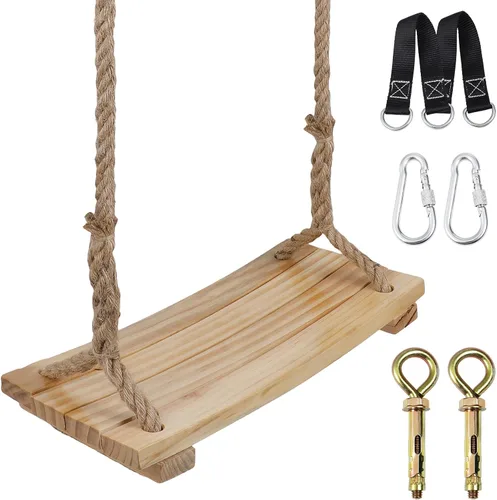 Miniatura 10 de 2026 Upgraded Wooden Swing Seat, 18"x 8", Hanging Tree Swing, 500lbs Load, Adjustable Hemp Rope & Tree Straps, Indoor/Outdoor Swings