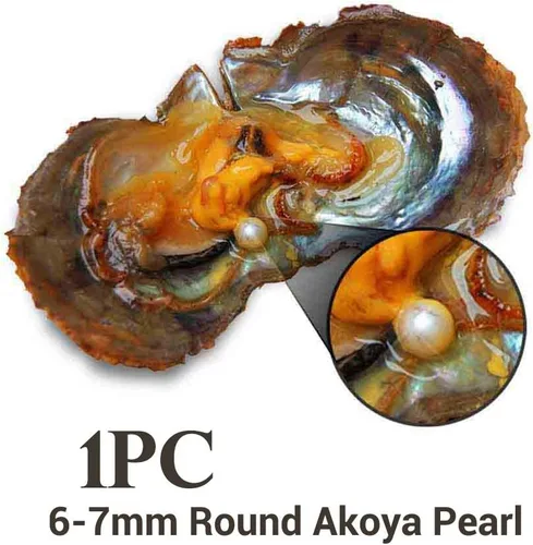Miniatura 3 de Ostras de perlas cultivadas de agua salada Akoya de colores mixtos de 0.236 a 0.276 pulgadas para hacer joyas de bricolaje (1 unidad, color al azar)