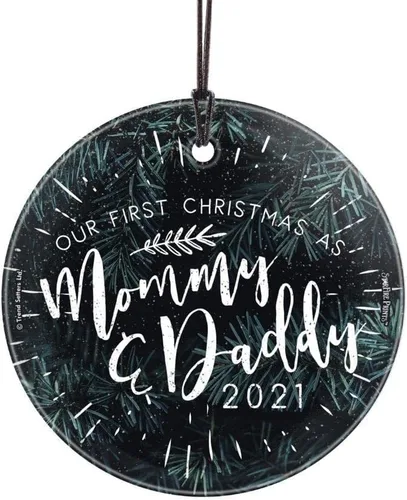 Miniatura 10 de Baby's First Christmas 2025 - Impresión de cristal colgante – Personalizar con año y foto – Diseño minimalista – Impresiones Starfire de 3.5