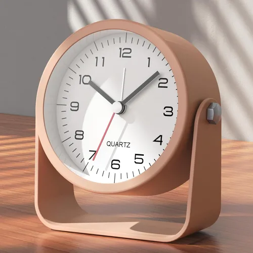 Miniatura 15 de AYRELY® Reloj despertador analógico pequeño de 3.5 pulgadas, funciona con pilas, bonito reloj de mesa con luz, ángulo ajustable para viajes, mesita