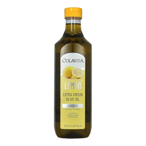 Colavita Aceite de oliva virgen extra de limón, AOVE prensado en frío mezclado con sabor natural a limón, perfecto para adobos, aderezos, inmersión,