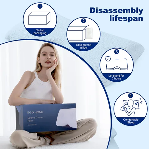 Miniatura 9 de MLILY Almohada cervical para dormir de lado, almohada cervical para el dolor de cuello, almohada de espuma viscoelástica con infusión de carbón