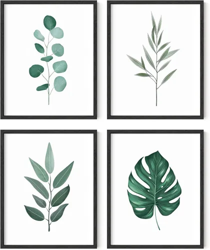 Miniatura 26 de HAUS AND HUES Arte de pared floral gris, juego de 4 pósteres de plantas para pared vintage, impresiones botánicas, cuadros de flores en blanco