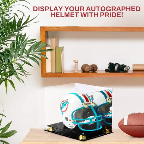 Miniatura 6 de PENNZONI Vitrina de casco de fútbol de tamaño completo vitrina de acrílico transparente Estuche de casco de base negra de doble capa con Espalda