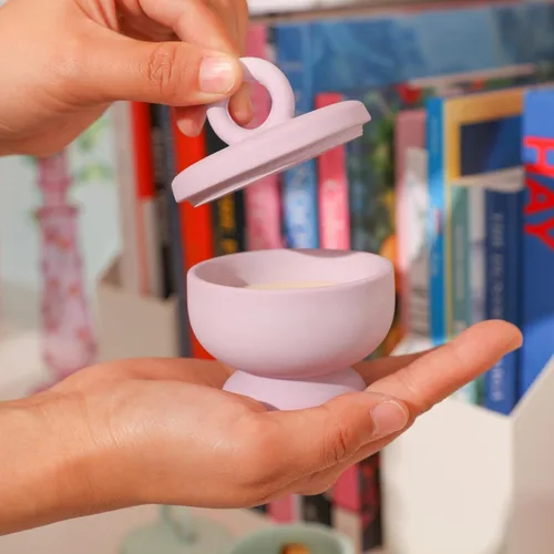 Miniatura 8 de Boowan Nicole Tarro de vela de hormigón de cáliz Molde de silicona Soporte de vela de cemento con tapas, recipientes de molde para suministros