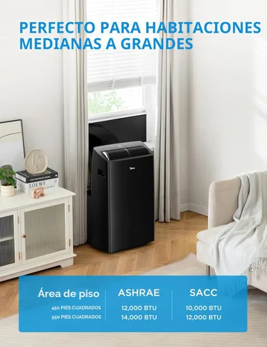 Miniatura 6 de Midea Duo 12,000 BTU (10,000 BTU SACC) Inversor de alta eficiencia, aire acondicionado portátil ultra silencioso, enfría hasta 450 pies cuadrados