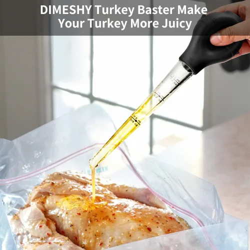 Miniatura 3 de DIMESHY Baster de Pavo de Grado Alimentario para Cocinar y Untar, Bombilla Redonda Desmontable, Baster para Cocinar Bueno para Carne de Aves de Negro