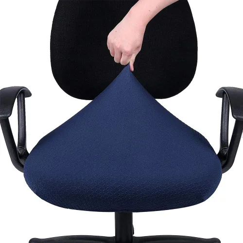 Miniatura 5 de Smiry - Fundas elásticas de jacquard para silla de oficina y computadora, desmontables, lavables, antipolvo, protectores de cojín para silla de Azul
